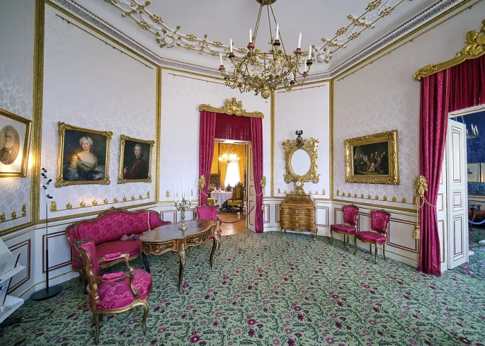 Gerahmter Druck : Empfangssalon, Innenansicht, Schloss Branitz Gerahmter Druck : Empfangssalon, Innenansicht, Schloss Branitz