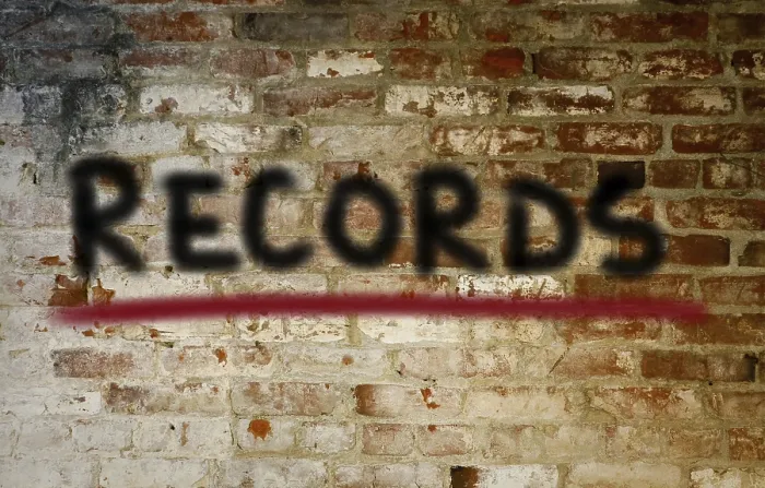 Gerahmter Druck : Records Konzept Gerahmter Druck : Records Konzept
