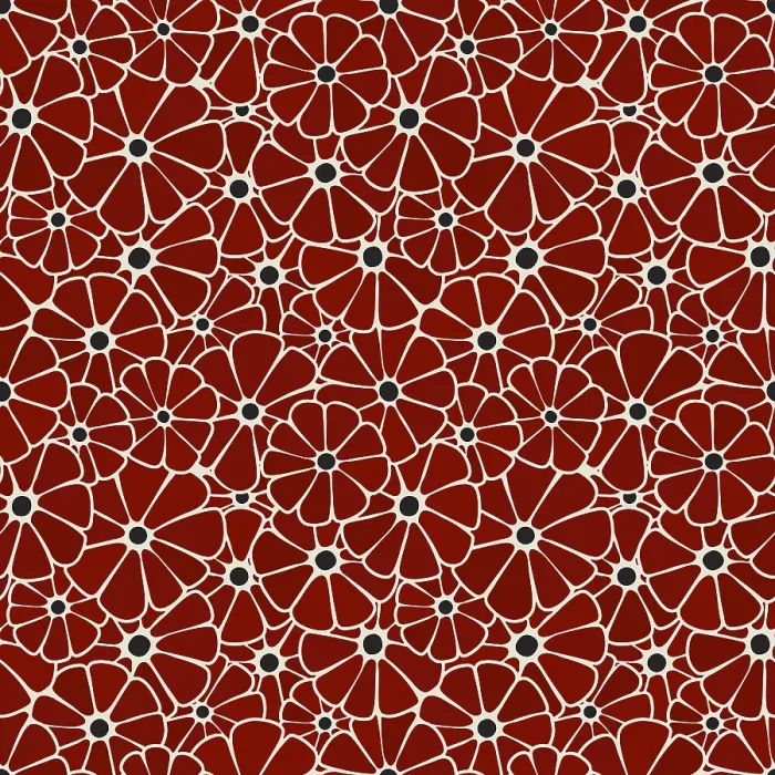 Gerahmter Druck : Rotes Blumenmuster auf Tapeten Gerahmter Druck : Rotes Blumenmuster auf Tapeten