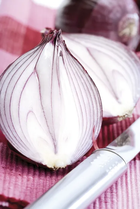 Gerahmter Druck : Rote Zwiebel, halbiert. Gerahmter Druck : Rote Zwiebel, halbiert.