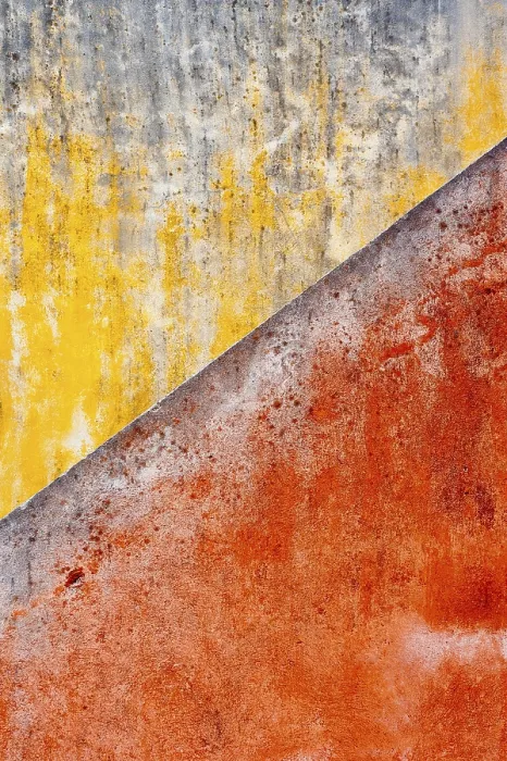 Gerahmter Druck : Roter und gelber Putz, Hintergrund. Gerahmter Druck : Roter und gelber Putz, Hintergrund.