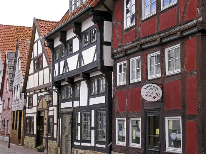 Gerahmter Druck : Rinteln, Fachwerkhäuser. Gerahmter Druck : Rinteln, Fachwerkhäuser.