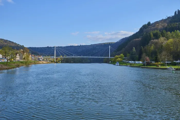 Gerahmter Druck : Fluss, Neckar, Brücke, Quelle, Zwingenberg Gerahmter Druck : Fluss, Neckar, Brücke, Quelle, Zwingenberg