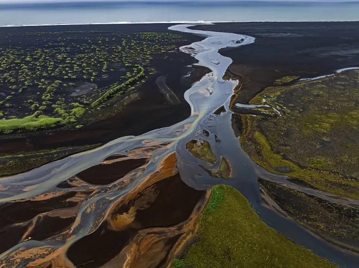 Gerahmter Druck : Fluss, Flussverlauf, Flussdelta Gerahmter Druck : Fluss, Flussverlauf, Flussdelta