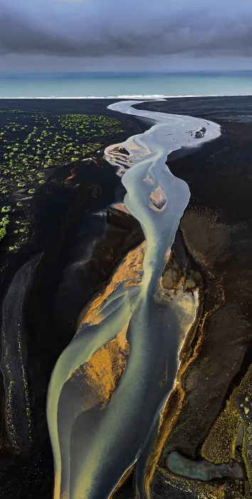 Gerahmter Druck : Fluss, Flusslauf, Flussdelta Gerahmter Druck : Fluss, Flusslauf, Flussdelta