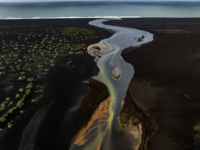 Gerahmter Druck : Fluss, Flusslauf, Flussdelta Gerahmter Druck : Fluss, Flusslauf, Flussdelta
