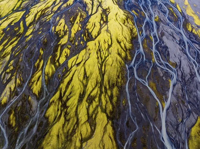 Gerahmter Druck : Fluss, Flusslauf, Flussdelta Gerahmter Druck : Fluss, Flusslauf, Flussdelta