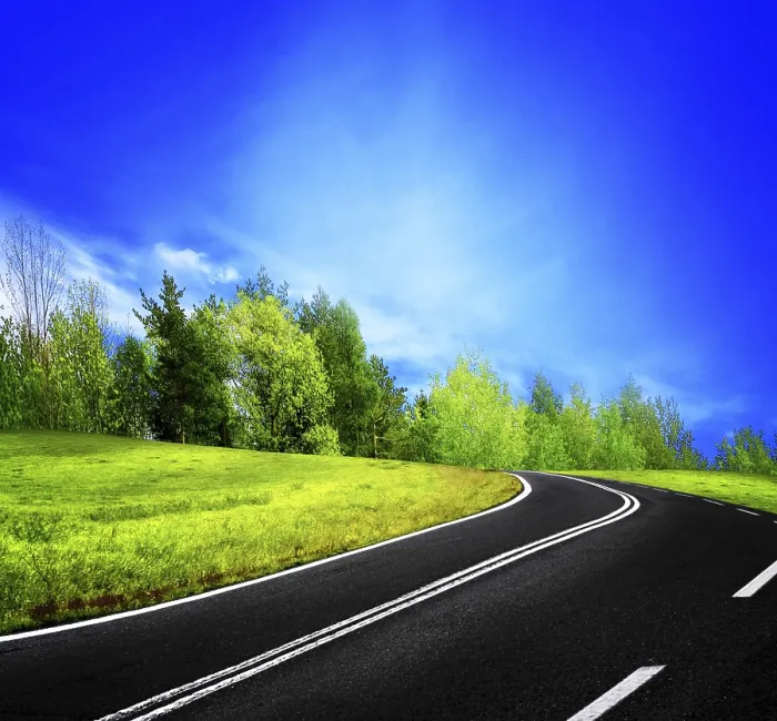 Gerahmter Druck : Straße und Frühlingslandschaft. Gerahmter Druck : Straße und Frühlingslandschaft.