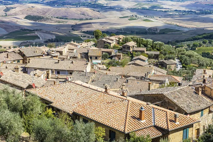 Gerahmter Druck : Über den Dächern von Montalcino. Gerahmter Druck : Über den Dächern von Montalcino.