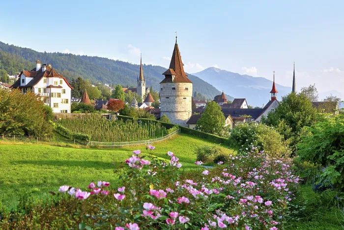 Gerahmter Druck : Rosengarten hinter dem Kapuziner-Turm Gerahmter Druck : Rosengarten hinter dem Kapuziner-Turm