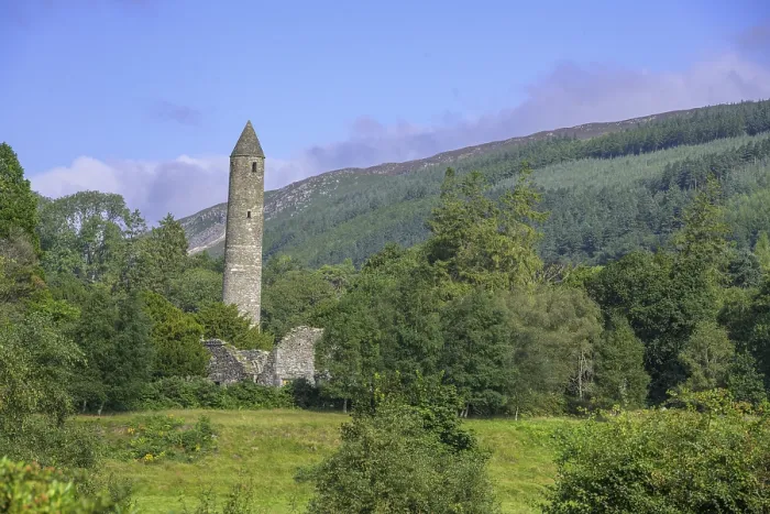 Gerahmter Druck : Runder Turm umgeben von Wald. Gerahmter Druck : Runder Turm umgeben von Wald.