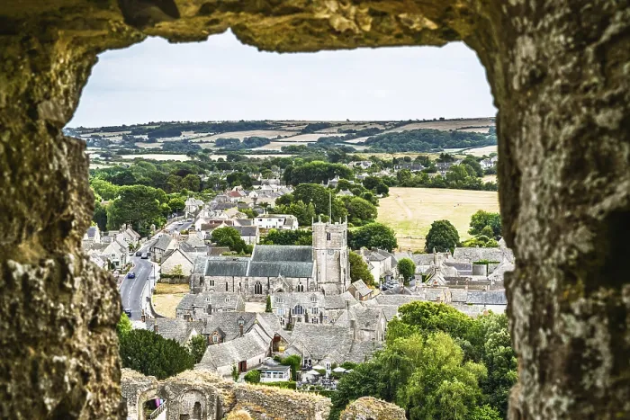 Gerahmter Druck : Ruinen von Corfe Castle, Wareham Gerahmter Druck : Ruinen von Corfe Castle, Wareham