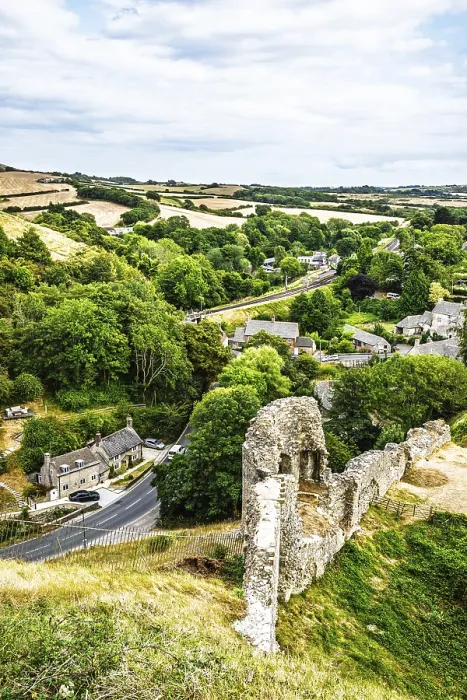 Gerahmter Druck : Ruinen von Corfe Castle, Wareham Gerahmter Druck : Ruinen von Corfe Castle, Wareham
