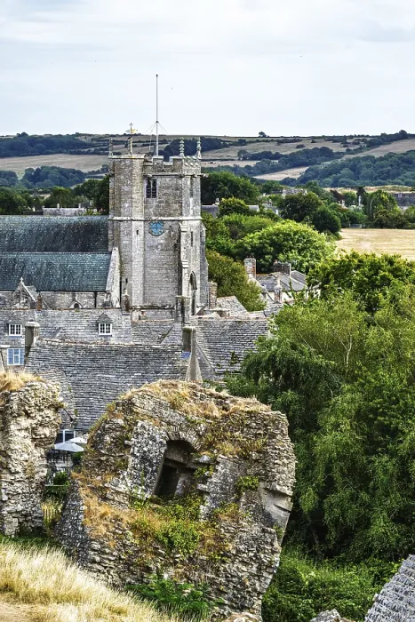 Gerahmter Druck : Ruinen von Corfe Castle, Wareham