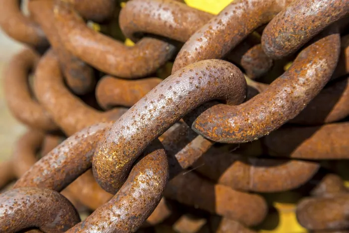 Gerahmter Druck : Rostiger großer Metallketten. Gerahmter Druck : Rostiger großer Metallketten.