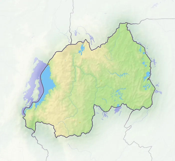 Gerahmter Druck : Topographische Karte von Ruanda Gerahmter Druck : Topographische Karte von Ruanda