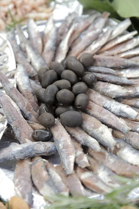Gerahmter Druck : Gewürztes Sardellenfilet