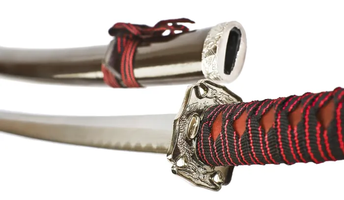 Gerahmter Druck : Samurai-Schwert isoliert. Gerahmter Druck : Samurai-Schwert isoliert.