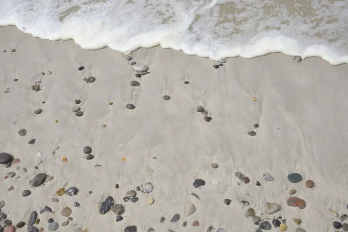Gerahmter Druck : Sandstrand mit Kies, Hvide Sande Gerahmter Druck : Sandstrand mit Kies, Hvide Sande