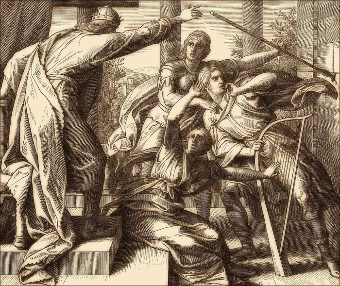 Gerahmter Druck : David besiegt Saul, Altes Testament