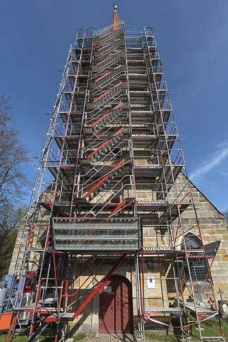 Gerahmter Druck : Gerüst am Turm der St. Gerahmter Druck : Gerüst am Turm der St.