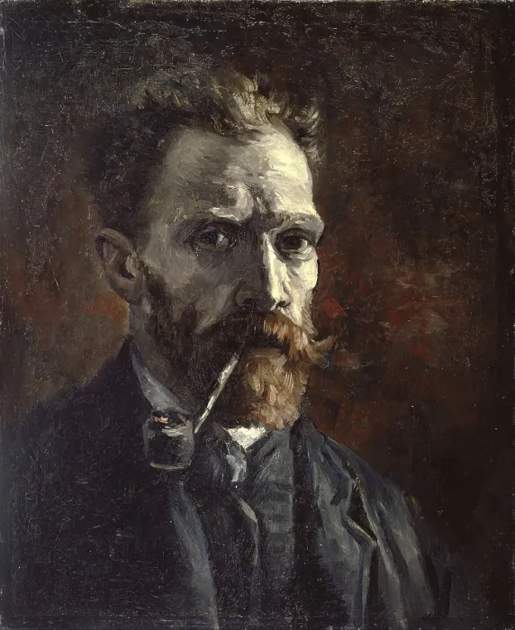 Gerahmter Druck : Selbstbildnis mit Pfeife (1886) Gerahmter Druck : Selbstbildnis mit Pfeife (1886)