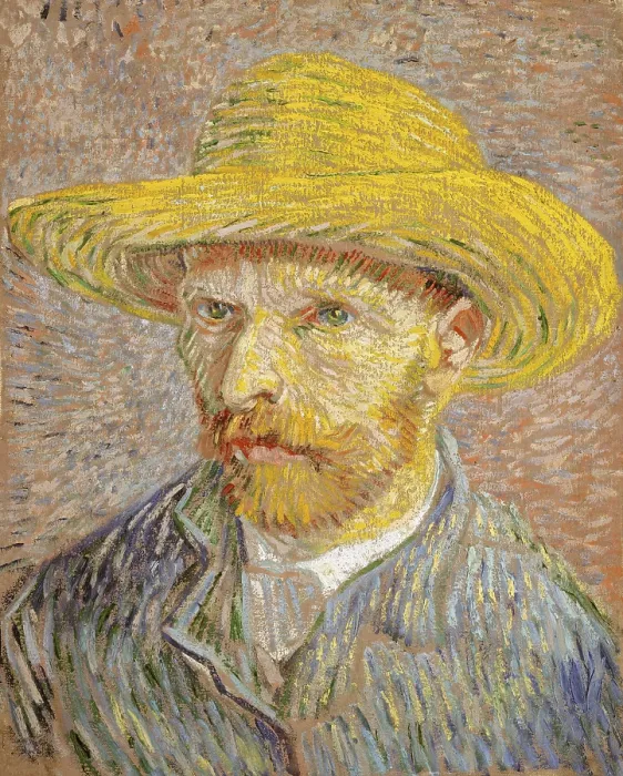 Gerahmter Druck : Selbstbildnis mit Strohhut (1887) Gerahmter Druck : Selbstbildnis mit Strohhut (1887)