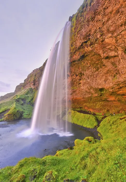 Gerahmter Druck : Der Wasserfall von Seljalandsfoss im Abendlicht. Gerahmter Druck : Der Wasserfall von Seljalandsfoss im Abendlicht.