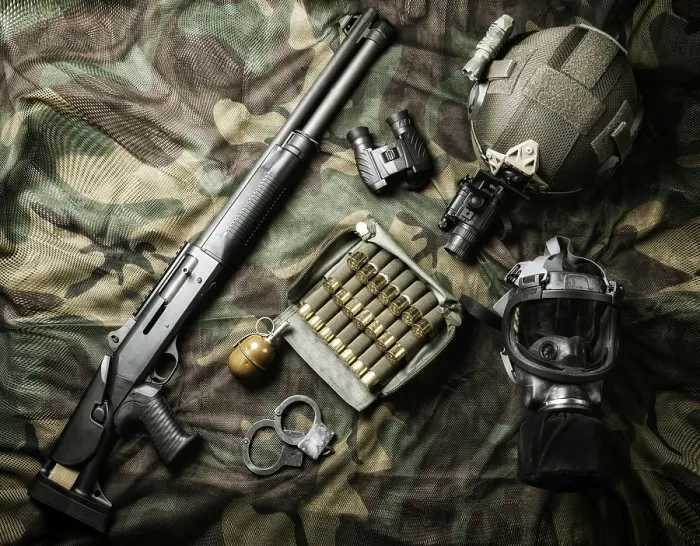 Gerahmter Druck : Ausrüstung eines Kämpfers einer Spezialeinheit Gerahmter Druck : Ausrüstung eines Kämpfers einer Spezialeinheit