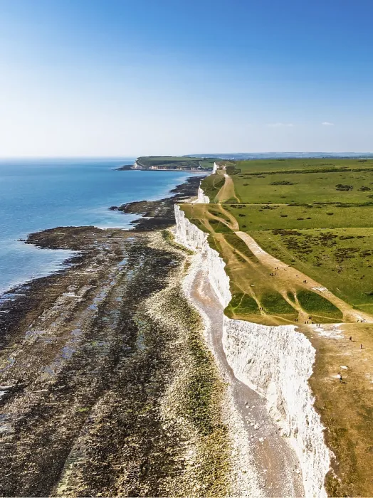 Gerahmter Druck : Sieben Schwestern Klippen aus der Luft, Ärmelkanal, East Sussex, Südostengland Gerahmter Druck : Sieben Schwestern Klippen aus der Luft, Ärmelkanal, East Sussex, Südostengland