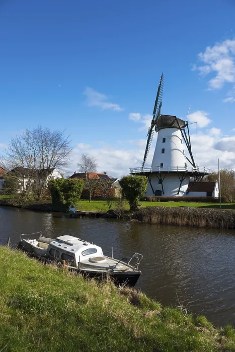 Gerahmter Druck : Schiff und Mühle, Windmühle, De Widde Meuln Gerahmter Druck : Schiff und Mühle, Windmühle, De Widde Meuln
