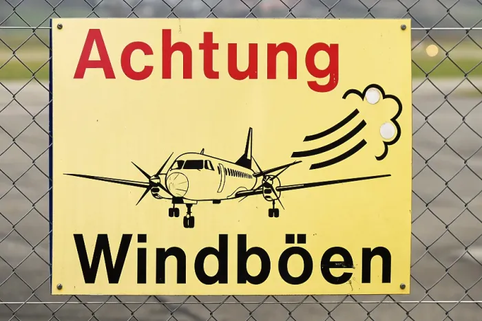 Gerahmter Druck : Warnschild Böen Gerahmter Druck : Warnschild Böen