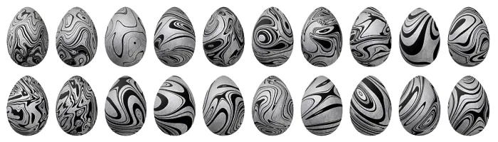Gerahmter Druck : Silberne Ostereier-Set, Silber trendy Style Eier Set Gerahmter Druck : Silberne Ostereier-Set, Silber trendy Style Eier Set