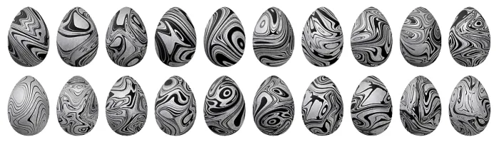 Gerahmter Druck : Silberne Ostereier-Set, Silber trendy Style Eier Set Gerahmter Druck : Silberne Ostereier-Set, Silber trendy Style Eier Set