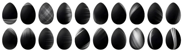 Gerahmter Druck : Silberne Ostereier-Set, Silber trendy Stil Eier Set Gerahmter Druck : Silberne Ostereier-Set, Silber trendy Stil Eier Set