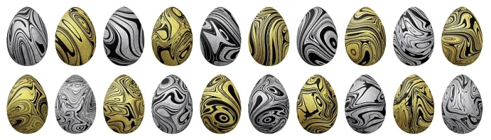 Gerahmter Druck : Silber und Gold Ostereier Set Gerahmter Druck : Silber und Gold Ostereier Set