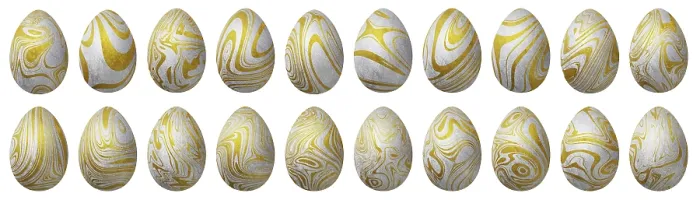 Gerahmter Druck : Silber und Gold Ostereier Set Gerahmter Druck : Silber und Gold Ostereier Set
