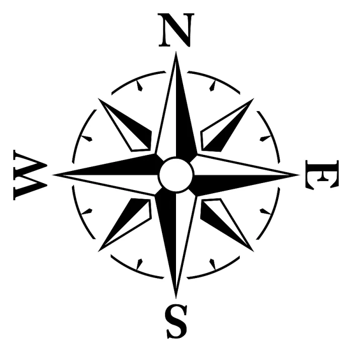 Gerahmter Druck : Einfaches Kompass  /  Windrose-Symbol.