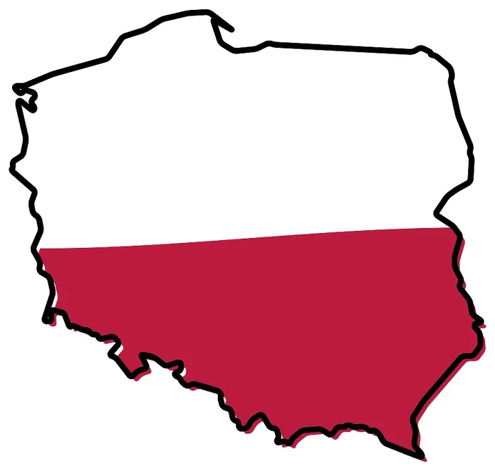 Gerahmter Druck : Einfache Karte der polnischen Grenze. Gerahmter Druck : Einfache Karte der polnischen Grenze.