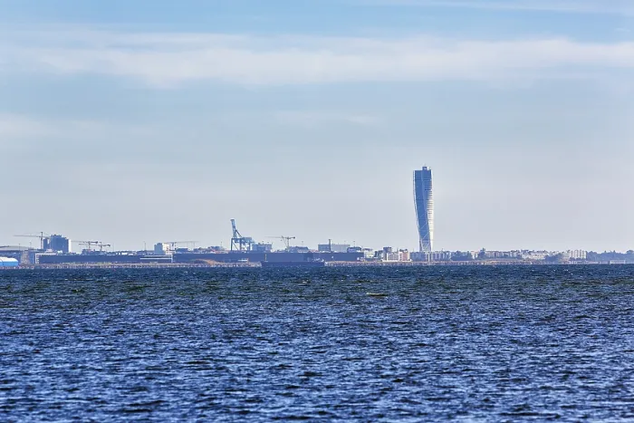 Gerahmter Druck : Skyline mit Turning Torso, Malmö