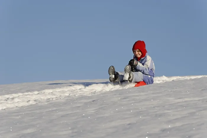 Gerahmter Druck : Sledding Gerahmter Druck : Sledding