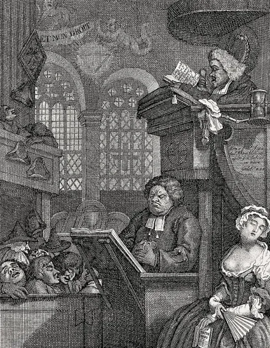 Gerahmter Druck : Die schlafende Gemeinde, 1762