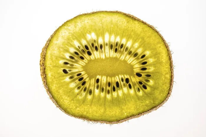 Gerahmter Druck : Stück Kiwi, Frucht, weißer Hintergrund. Gerahmter Druck : Stück Kiwi, Frucht, weißer Hintergrund.