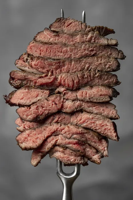 Gerahmter Druck : Stücke Steak auf einem weißen Hintergrund. Gerahmter Druck : Stücke Steak auf einem weißen Hintergrund.