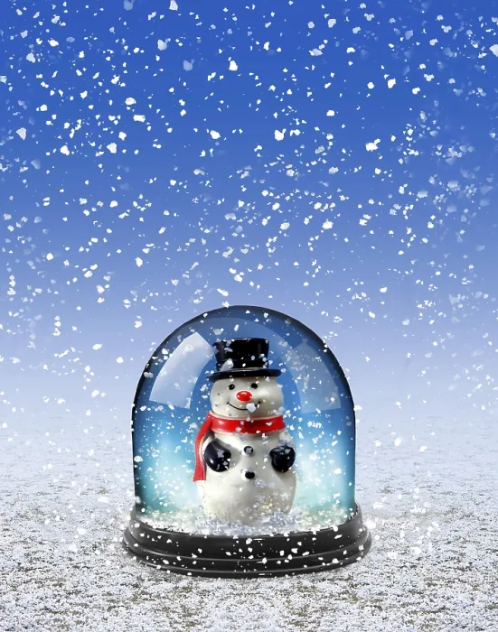 Gerahmter Druck : Schneemann in einem Schneekugel Gerahmter Druck : Schneemann in einem Schneekugel
