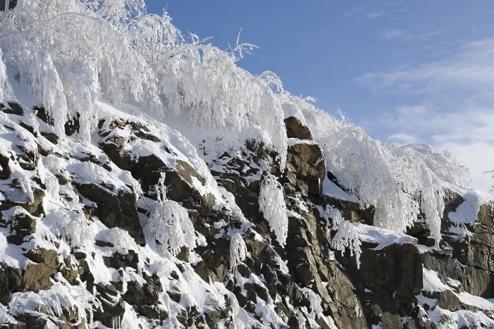 Gerahmter Druck : Schneebedeckte Felsen, Winter, Kanada. Gerahmter Druck : Schneebedeckte Felsen, Winter, Kanada.