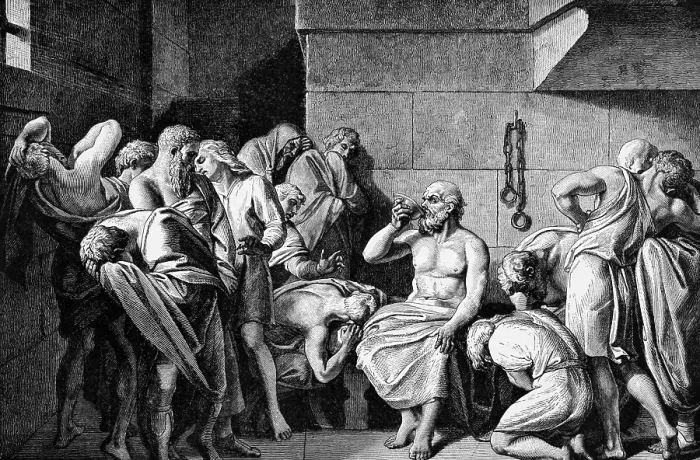 Gerahmter Druck : Sokrates trinkt das Conium. Gerahmter Druck : Sokrates trinkt das Conium.