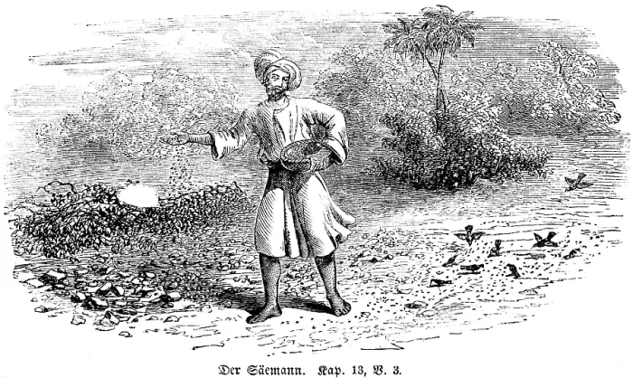 Gerahmter Druck : Der Sämann, Kapitel 13, Verse 3. Gerahmter Druck : Der Sämann, Kapitel 13, Verse 3.