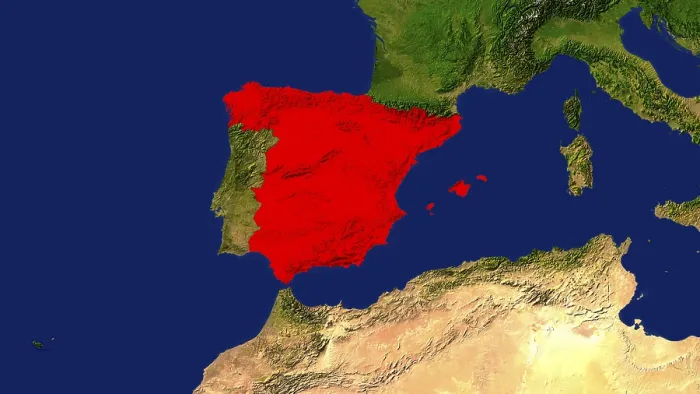Gerahmter Druck : Spanien wurde rot. Gerahmter Druck : Spanien wurde rot.