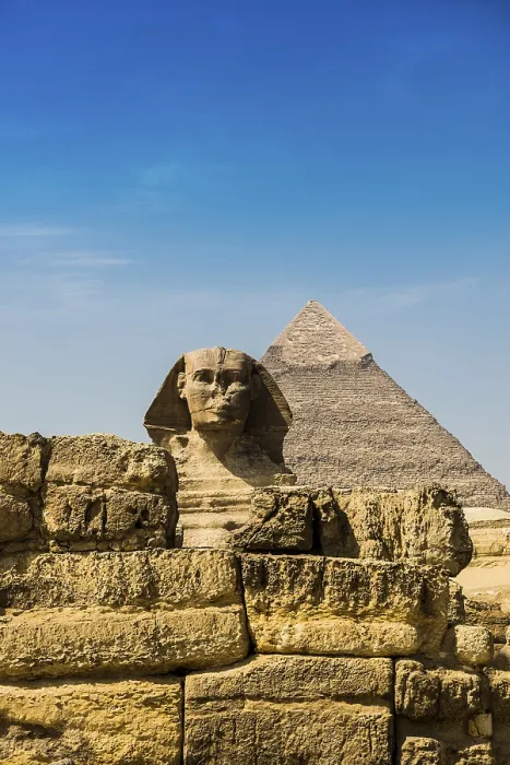 Gerahmter Druck : Sphinx und Pyramide, Giza-Pyramiden Gerahmter Druck : Sphinx und Pyramide, Giza-Pyramiden
